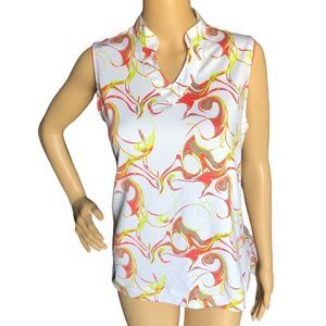 Golf America Polo Activewear Abstract Print Sleeveless Shirt Top Sz LP